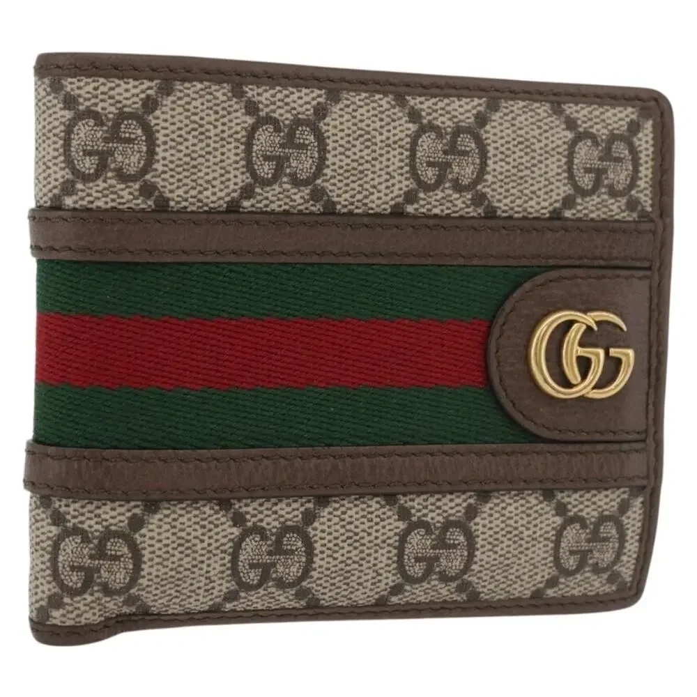 Gucci GG Supreme Web Compact Wallet Beige